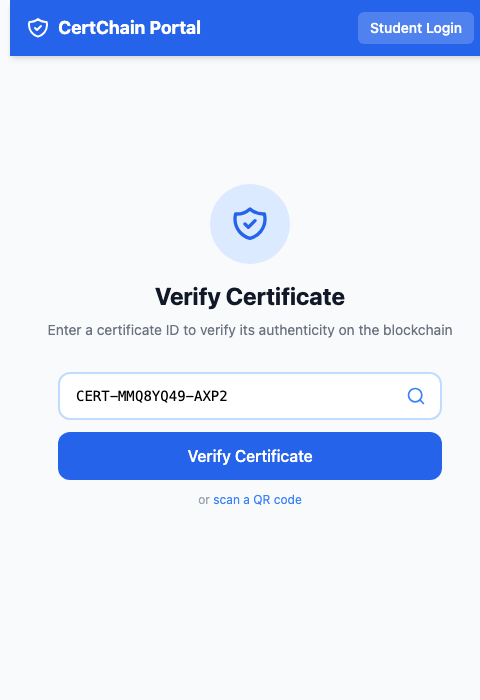 Cert Portal Verify Page